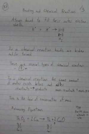 Sample notes from general chemistry